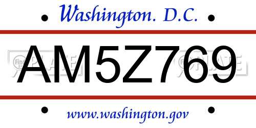 AM5Z769 District Of Columbia License Plate
