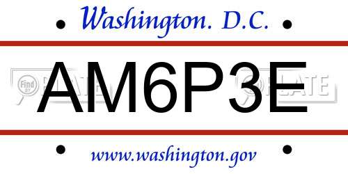 AM6P3E District Of Columbia License Plate