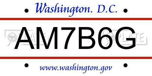 AM7B6G District Of Columbia License Plate