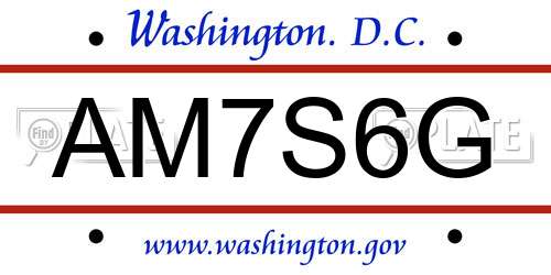 AM7S6G District Of Columbia License Plate