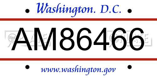 AM86466 District Of Columbia License Plate