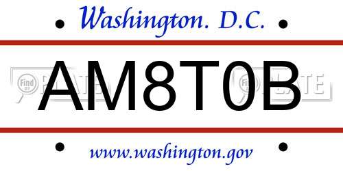 AM8T0B District Of Columbia License Plate