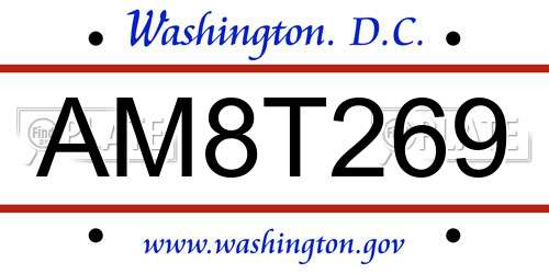 AM8T269 District Of Columbia License Plate