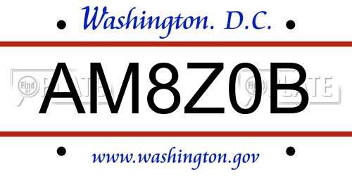 AM8Z0B District Of Columbia License Plate