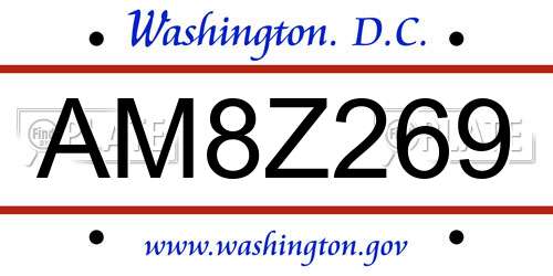 AM8Z269 District Of Columbia License Plate