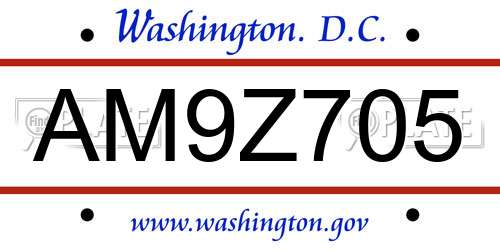 AM9Z705 District Of Columbia License Plate