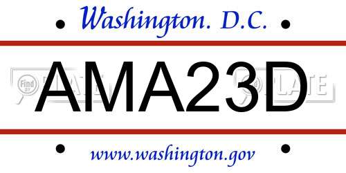 AMA23D District Of Columbia License Plate
