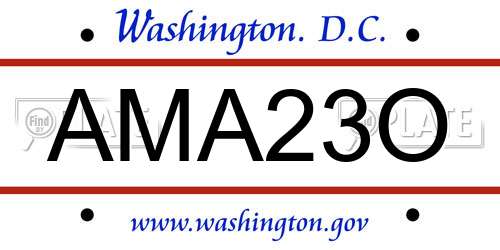 AMA23O District Of Columbia License Plate