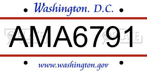 AMA6791 District Of Columbia License Plate
