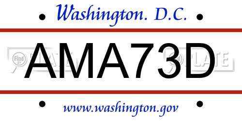 AMA73D District Of Columbia License Plate