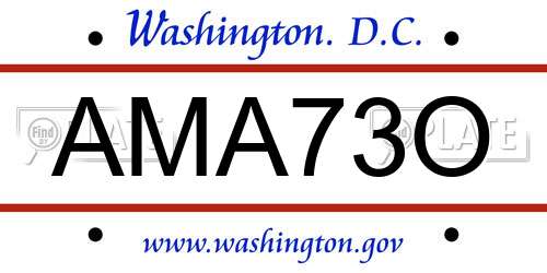 AMA73O District Of Columbia License Plate