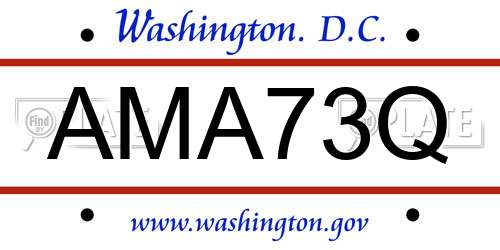 AMA73Q District Of Columbia License Plate