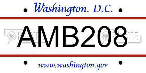 AMB208 District Of Columbia License Plate