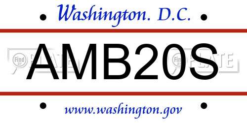 AMB20S District Of Columbia License Plate
