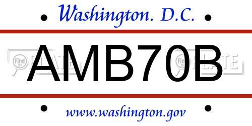 AMB70B District Of Columbia License Plate