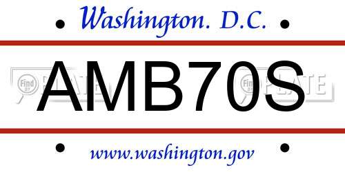 AMB70S District Of Columbia License Plate