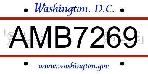 AMB7269 District Of Columbia License Plate