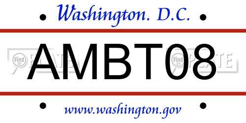 AMBT08 District Of Columbia License Plate