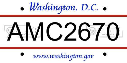 AMC2670 District Of Columbia License Plate