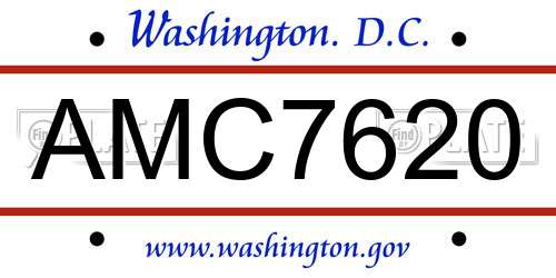 AMC7620 District Of Columbia License Plate