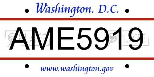 AME5919 District Of Columbia License Plate