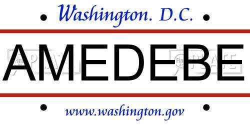 AMEDEBE District Of Columbia License Plate
