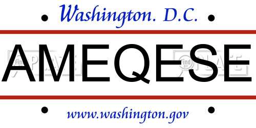 AMEQESE District Of Columbia License Plate