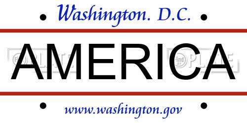 AMERICA District Of Columbia License Plate