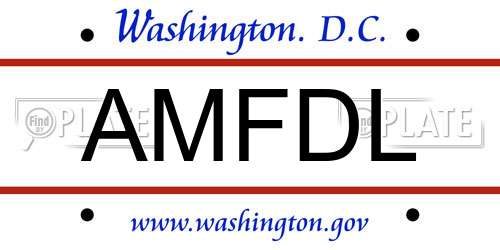 AMFDL District Of Columbia License Plate