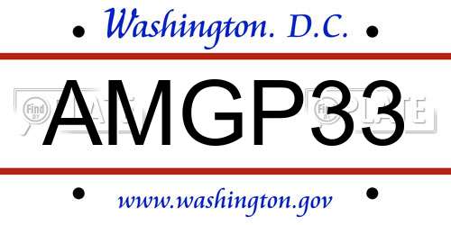 AMGP33 District Of Columbia License Plate