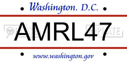 AMRL47 District Of Columbia License Plate