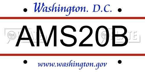 AMS20B District Of Columbia License Plate
