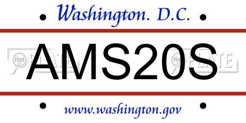 AMS20S District Of Columbia License Plate