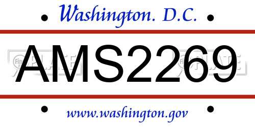AMS2269 District Of Columbia License Plate