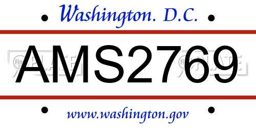 AMS2769 District Of Columbia License Plate