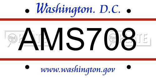 AMS708 District Of Columbia License Plate