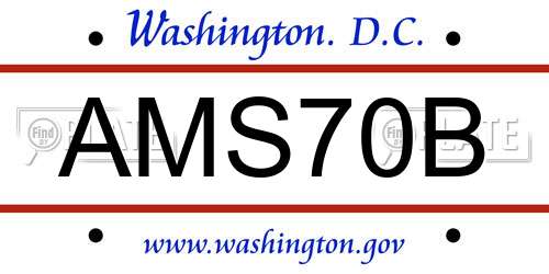 AMS70B District Of Columbia License Plate