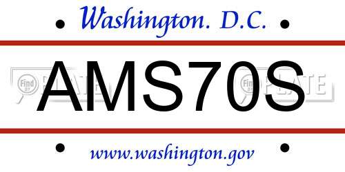 AMS70S District Of Columbia License Plate