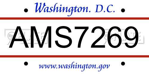 AMS7269 District Of Columbia License Plate