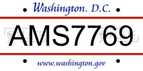 AMS7769 District Of Columbia License Plate