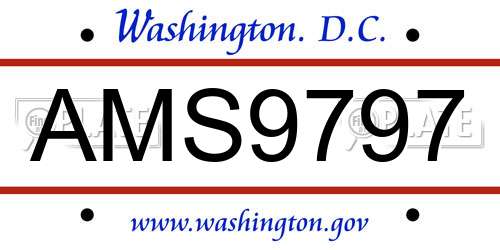 AMS9797 District Of Columbia License Plate