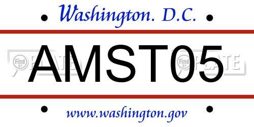 AMST05 District Of Columbia License Plate