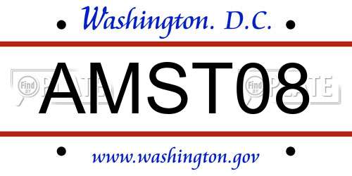 AMST08 District Of Columbia License Plate