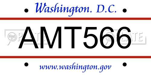 AMT566 District Of Columbia License Plate