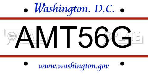 AMT56G District Of Columbia License Plate