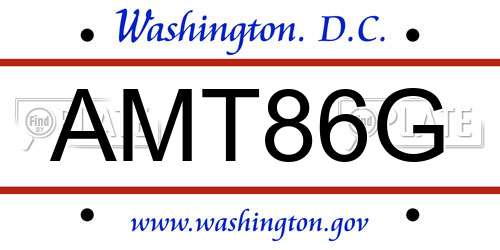 AMT86G District Of Columbia License Plate