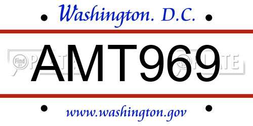 AMT969 District Of Columbia License Plate