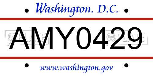 AMY0429 District Of Columbia License Plate