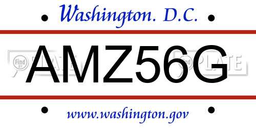 AMZ56G District Of Columbia License Plate