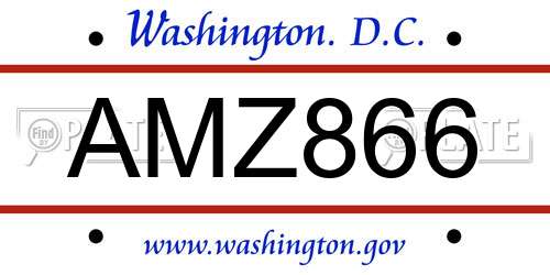 AMZ866 District Of Columbia License Plate